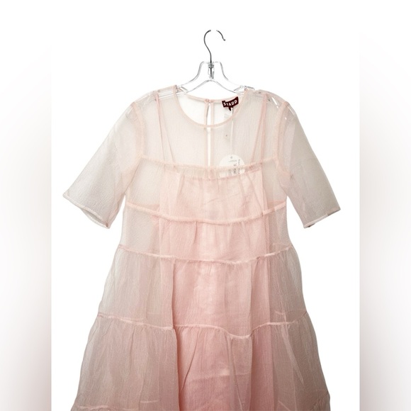 Staud Hyacinth Women’s Organza Tiered Maxi Dress Light Pink Small MSRP$495 NWT - Picture 2 of 4